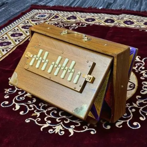 brown_teak_wood_shruti_box_on_stand_ready_to_play__13297